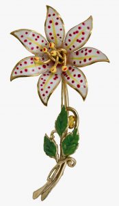 Enamel Lily Vintage Brooch, 1930s