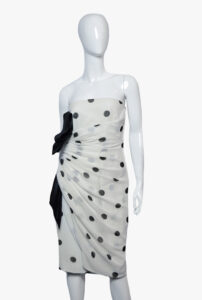 Vintage Cristies polka dot strapless dress, 1980s