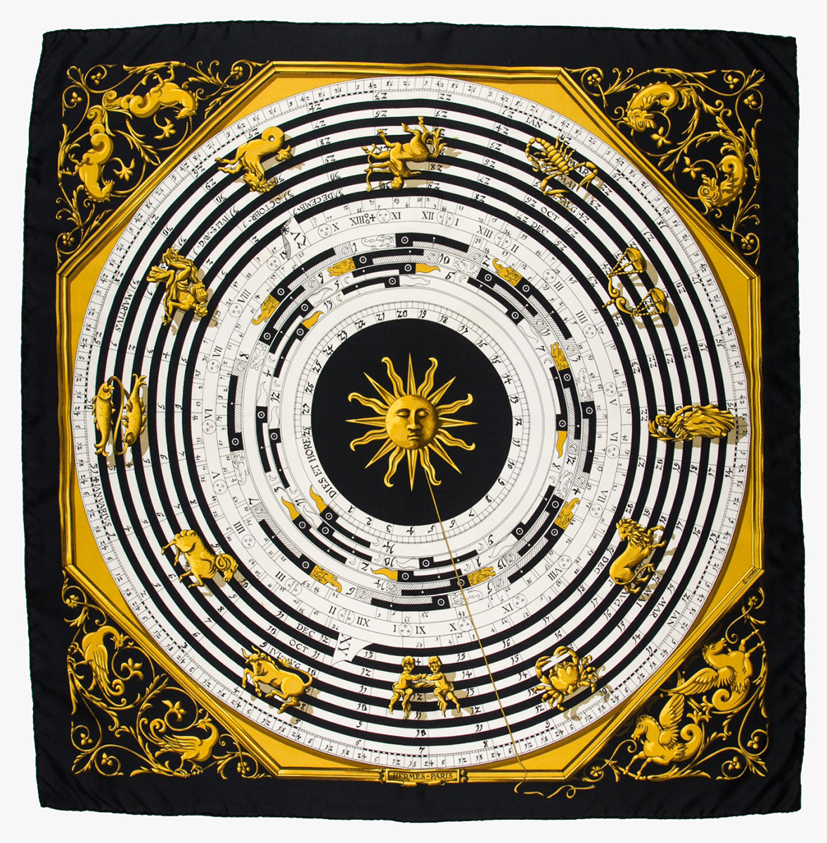 Hermes Astrology silk scarf, 1988-1990-
