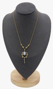 Antique Gold Chain with Onyx&Pearls Pendant,1900S