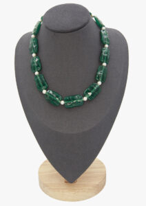 Vintage Emerald Glass and Pearls Louis Rousselet Necklace,1930S