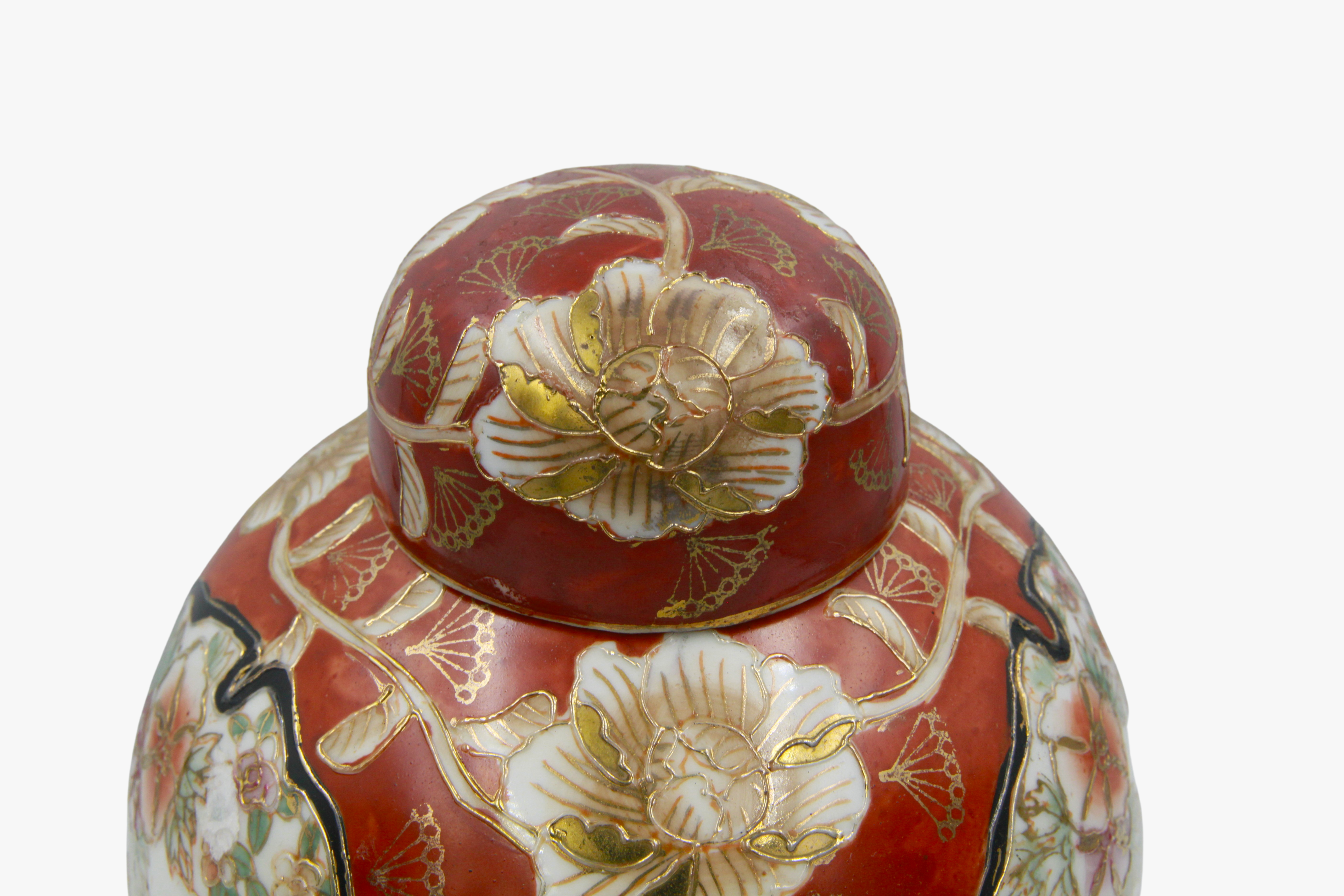 Vintage Vase Satsuma Style Geisha Floral Design-2