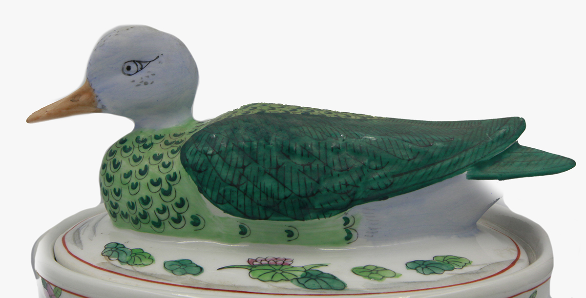 Hand painted duck pate dish,1980S-1