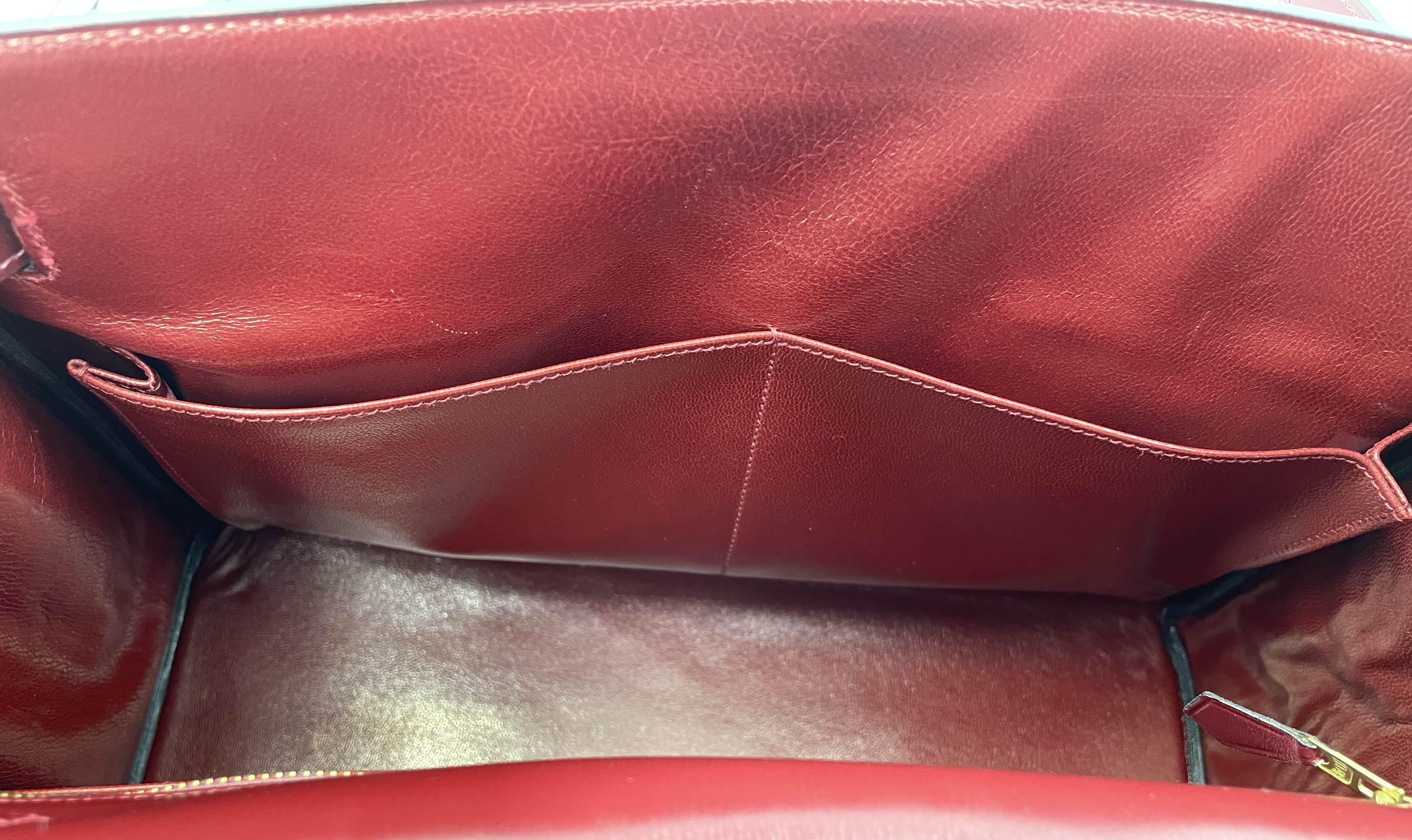 Vintage Hermes Kelly Bag In Burgundy Box Leather, 1976-6