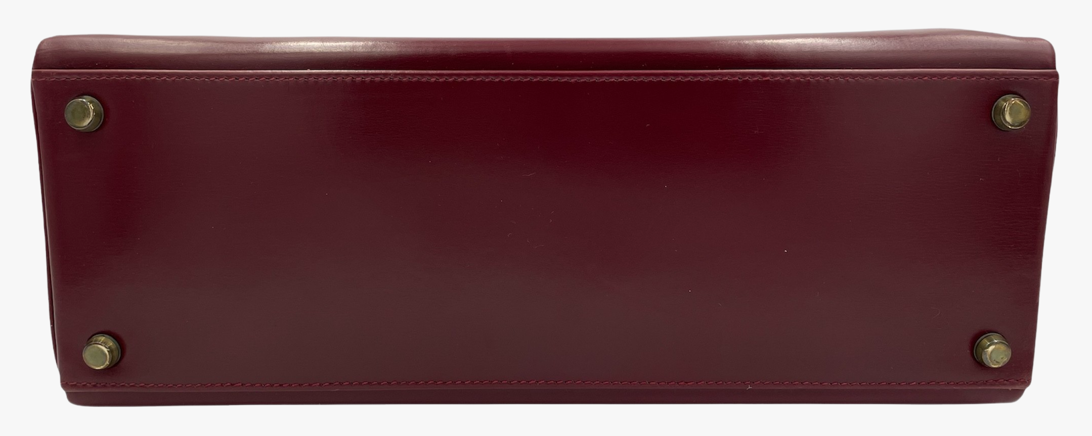 Vintage Hermes Kelly Bag In Burgundy Box Leather, 1976-2