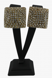 JEWELLIANS Square Rhinestone Couture Vintage Earrings, 1980S