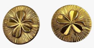 Vintage Chanel Gold Plated Clover Clip-on Earrings, 1970S