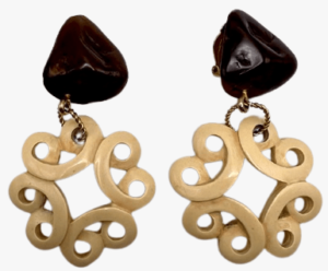 Yves Saint Lauren Vintage Resin African Collection Drop Clip-On Earrings, 1967