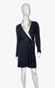 Chanel Boutique Vintage Silk Dark Blue Dress,1990S