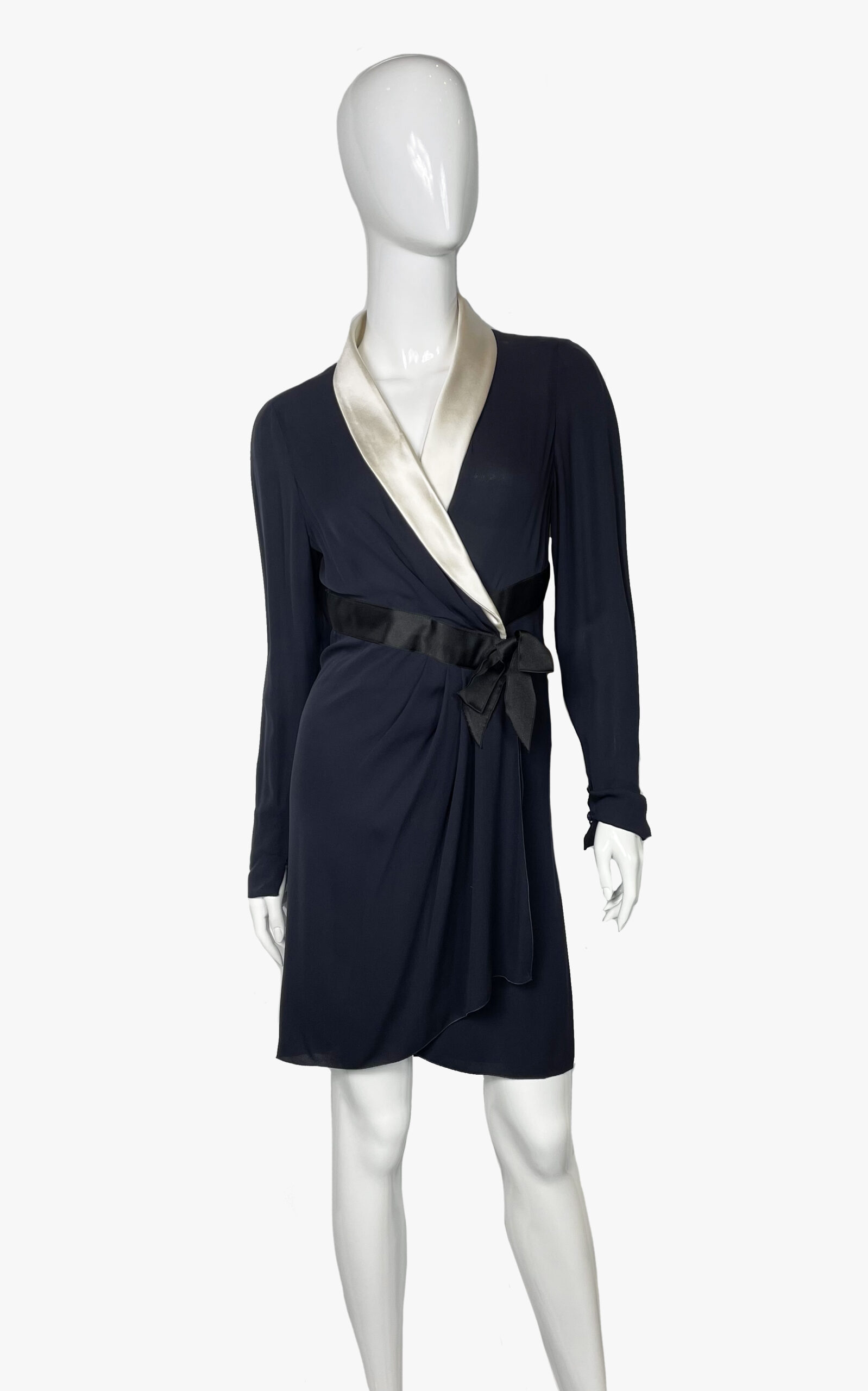 Chanel Boutique Vintage Silk Dark Blue Dress,1990S-
