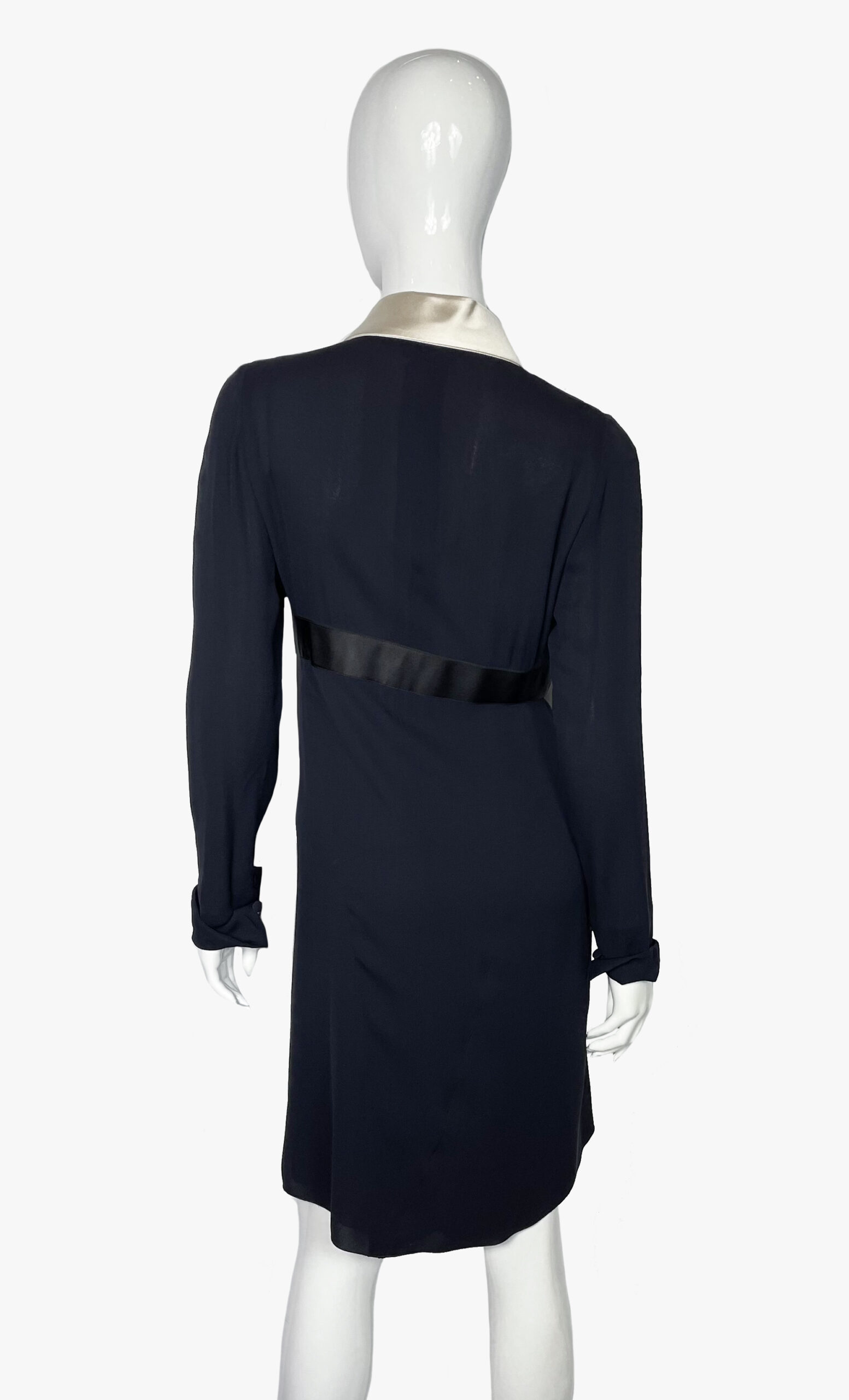 Chanel Boutique Vintage Silk Dark Blue Dress,1990S-1