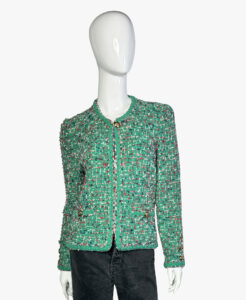 Adolfo Vintage Evening Green Boucle Jacket, 1980s