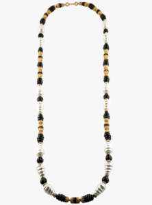 Vintage Chanel Glass Pearl and Strass Black&White Necklace, 1985