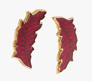 Vintage Yves Saint Lauren RIVE GAUCHE bordeaux enamel leaf clip-on earrings