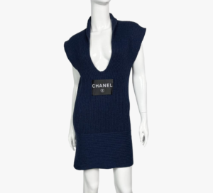 Vintage Chanel Dark Blue Cashmere Dress,2008