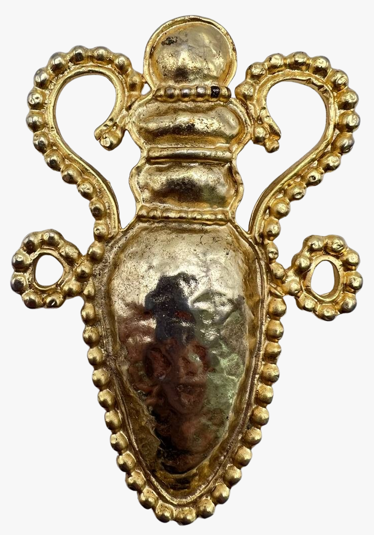 Vintage Edouard Rambaud Gold Tone Amphora Brooch Pin, 1970s-