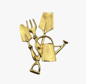 Vintage Karl Lagerfeld Gardening tools brooch, 1980s