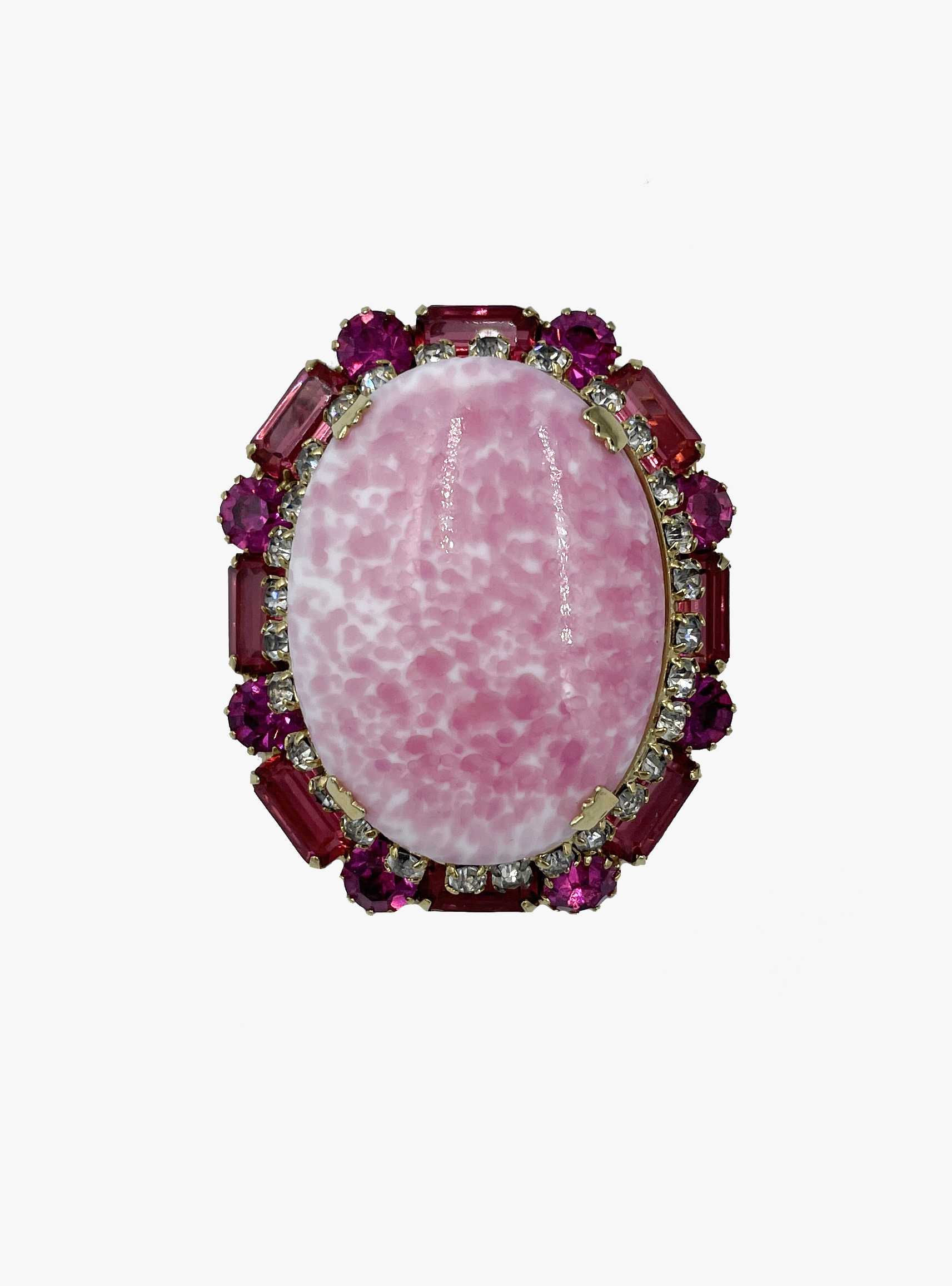 Vintage pink rhinestones brooch-