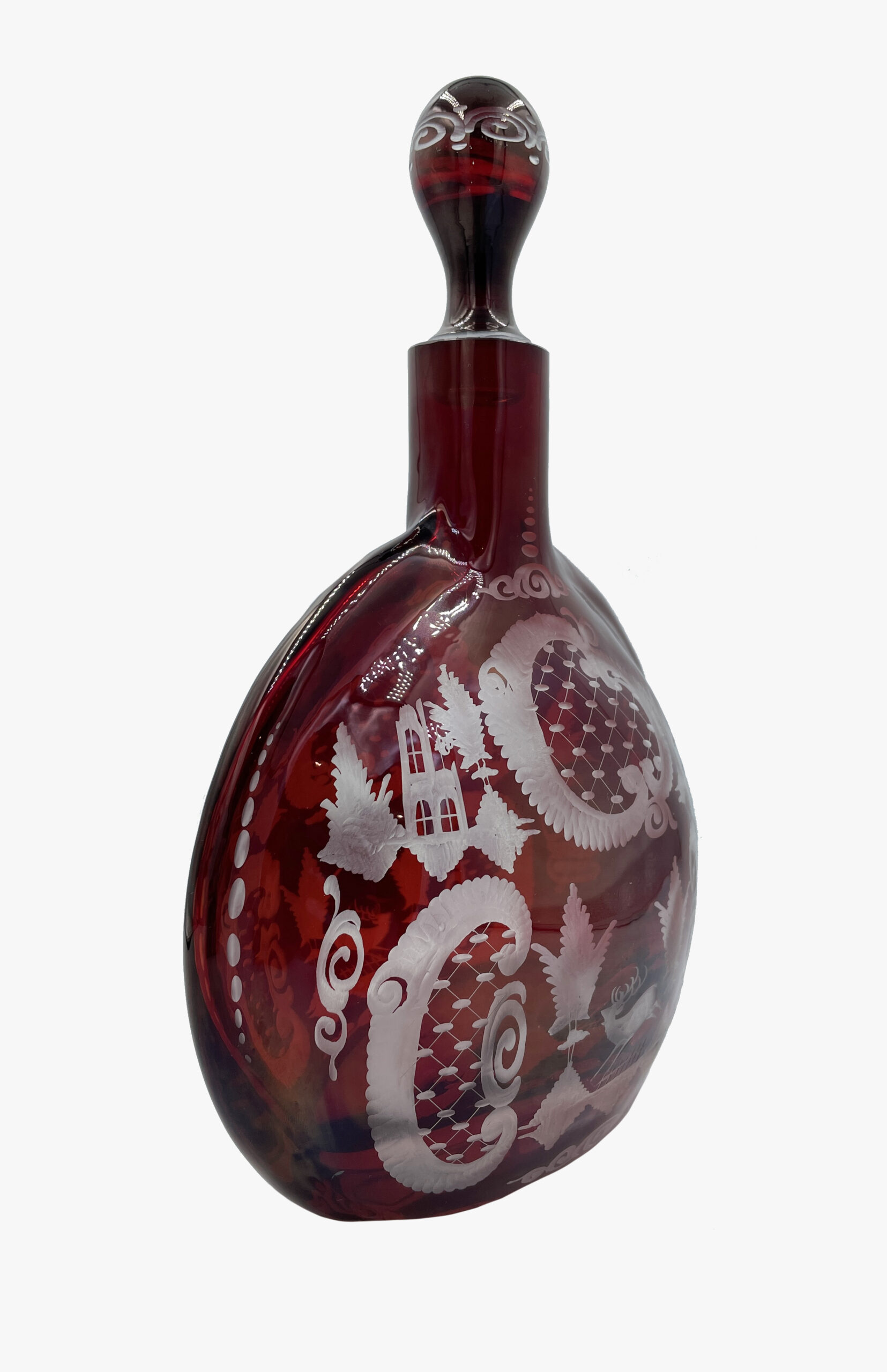 Egermann Bohemian сrystal ruby red clear glass decanter-3