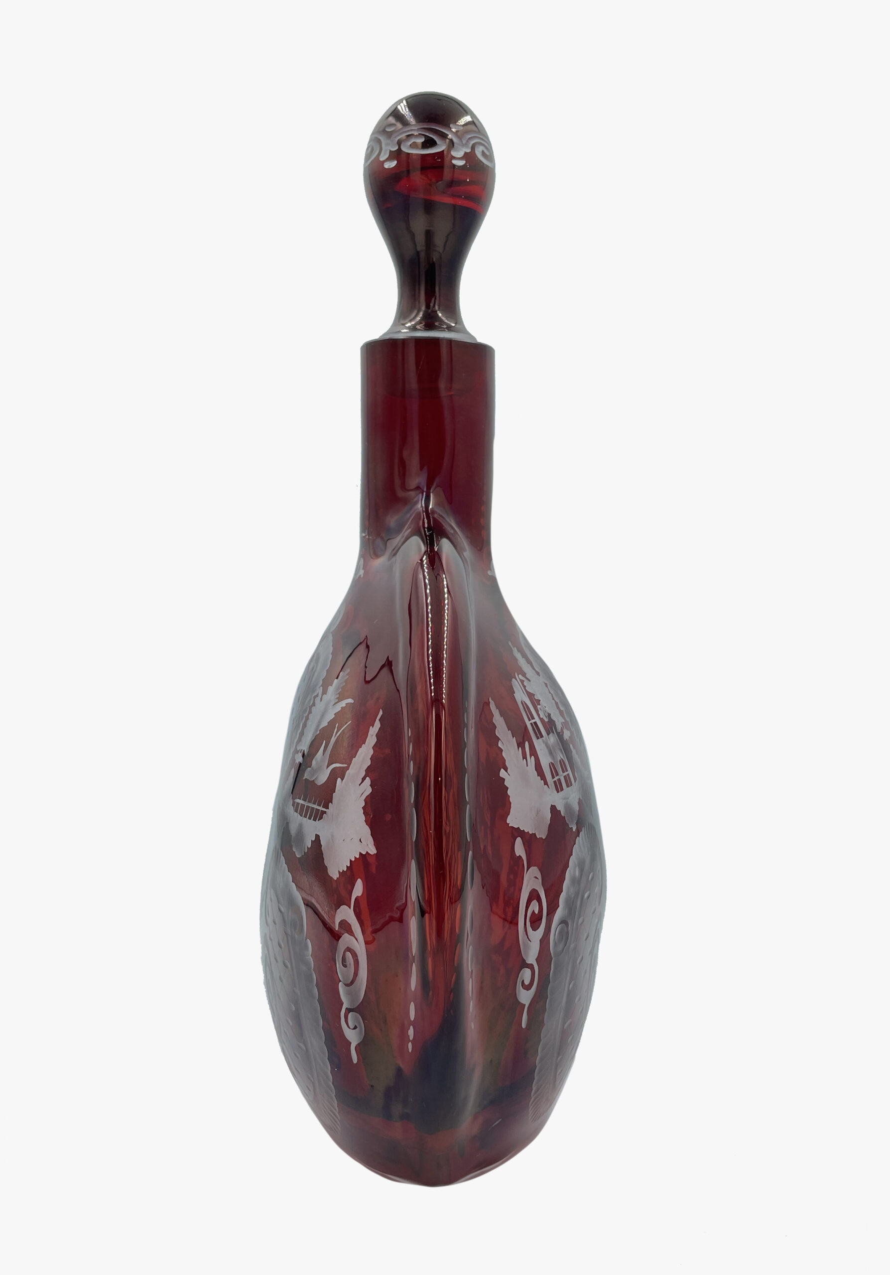 Egermann Bohemian сrystal ruby red clear glass decanter-4
