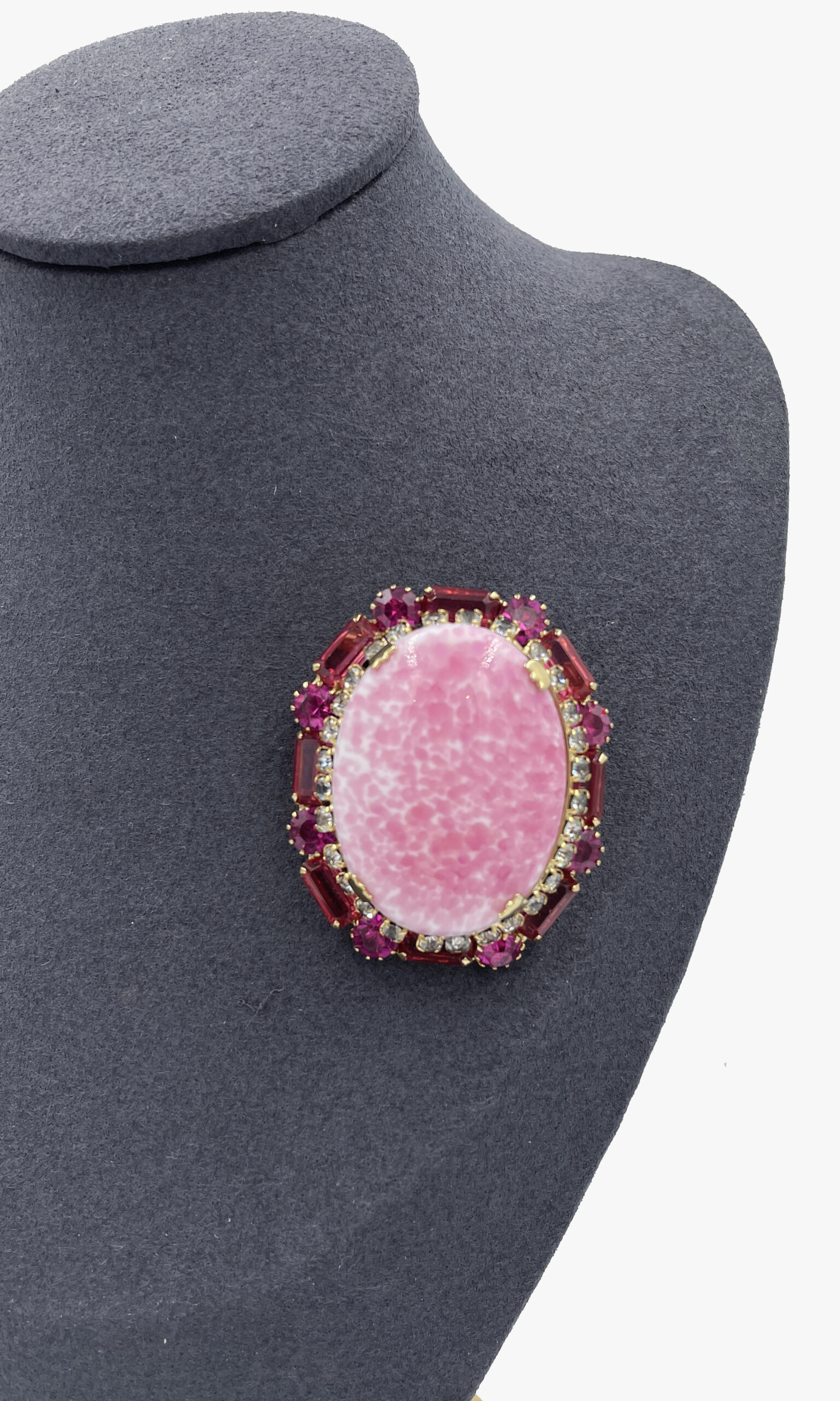 Vintage pink rhinestones brooch-4