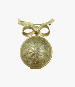 Gold-tone Locket Brooch with a bow