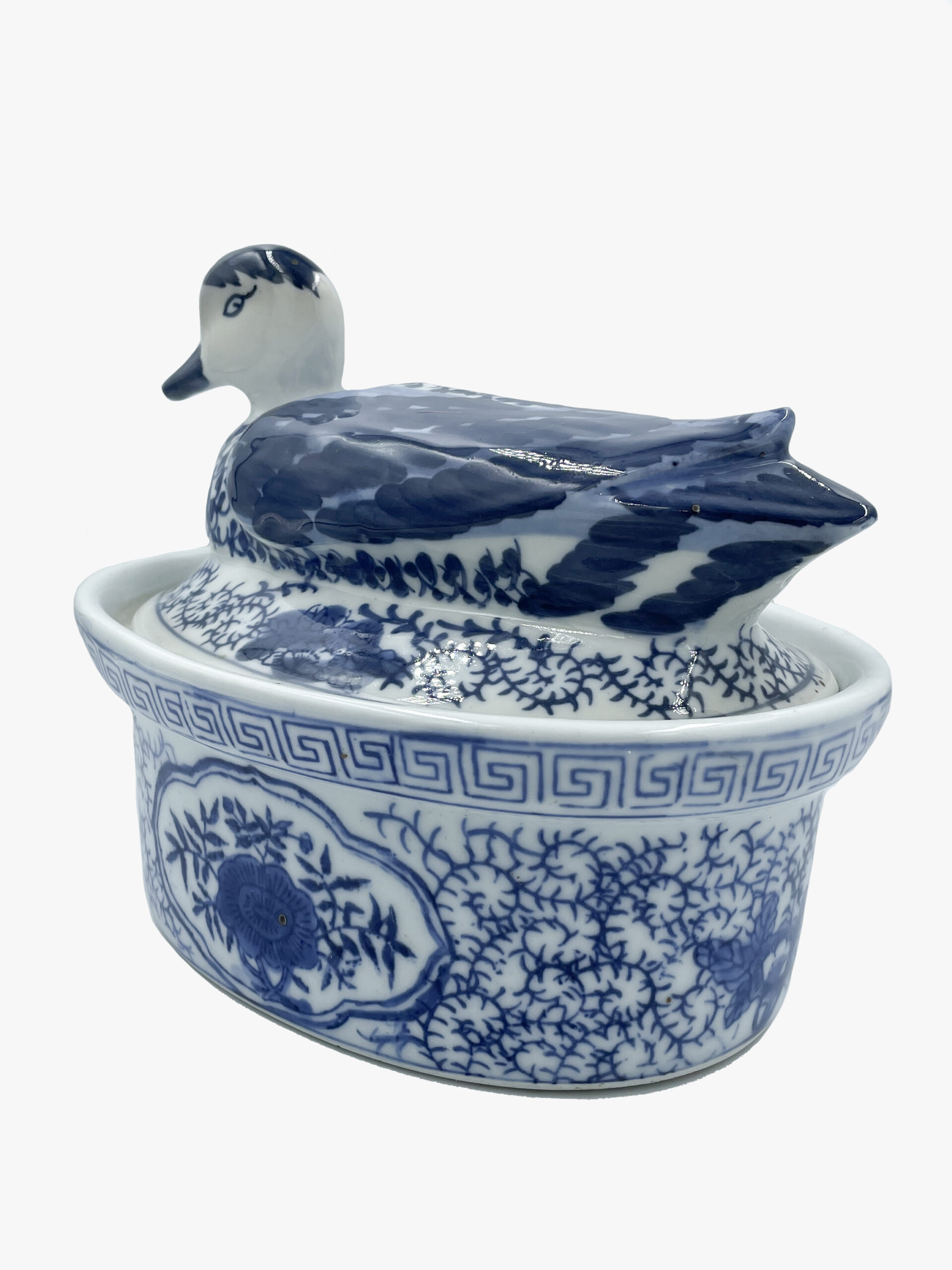 Vintage covered bowl with figural duck lid-2