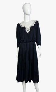 Vintage dress with openwork collar, 1980s