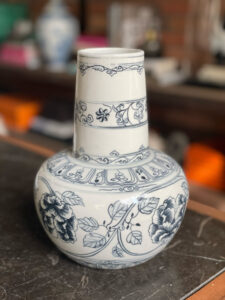 Vintage ceramic hand painted vase, Vietnam