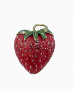 Vintage Reja enamel strawberry brooch, 1930s