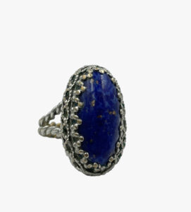 Silver- tone ring with lapis