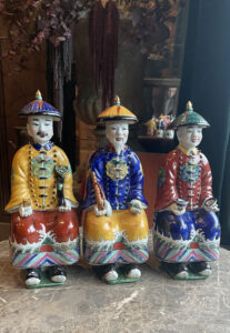 Set of three hand-painted figurines, 1960s