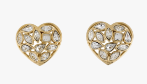 Yves Saint Laurent Vintage Crystal Heart Clip-On Earrings