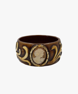 Amedeo NYC vintage wood bracelet with cameo