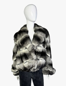 Chinchilla fur coat with leather inserts