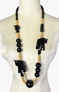 Vintage carved wood bead necklace