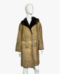 Vintage ocelot fur coat with mink collar