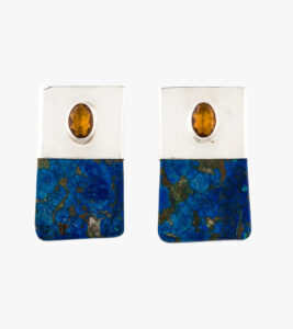 Rebecca Collins Azurite & Glass Clip-On Earrings