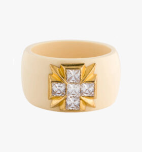 Kenneth Jay Lane crystal & resin cuff bracelet