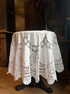 Vintage crochet tablecloth with embroidery