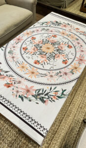 Vintage rectangular tablecloth with floral motif