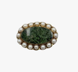 Vintage gold filled jade brooch