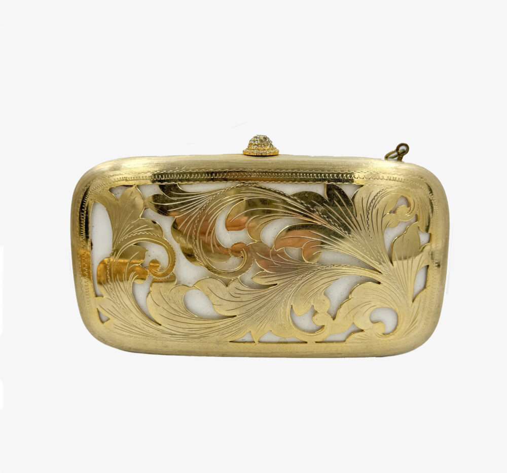 Vintage gold-tone metal clutch, 1950s