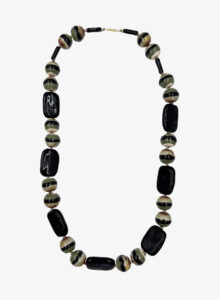 Vintage necklace with hand painted ceramic beads