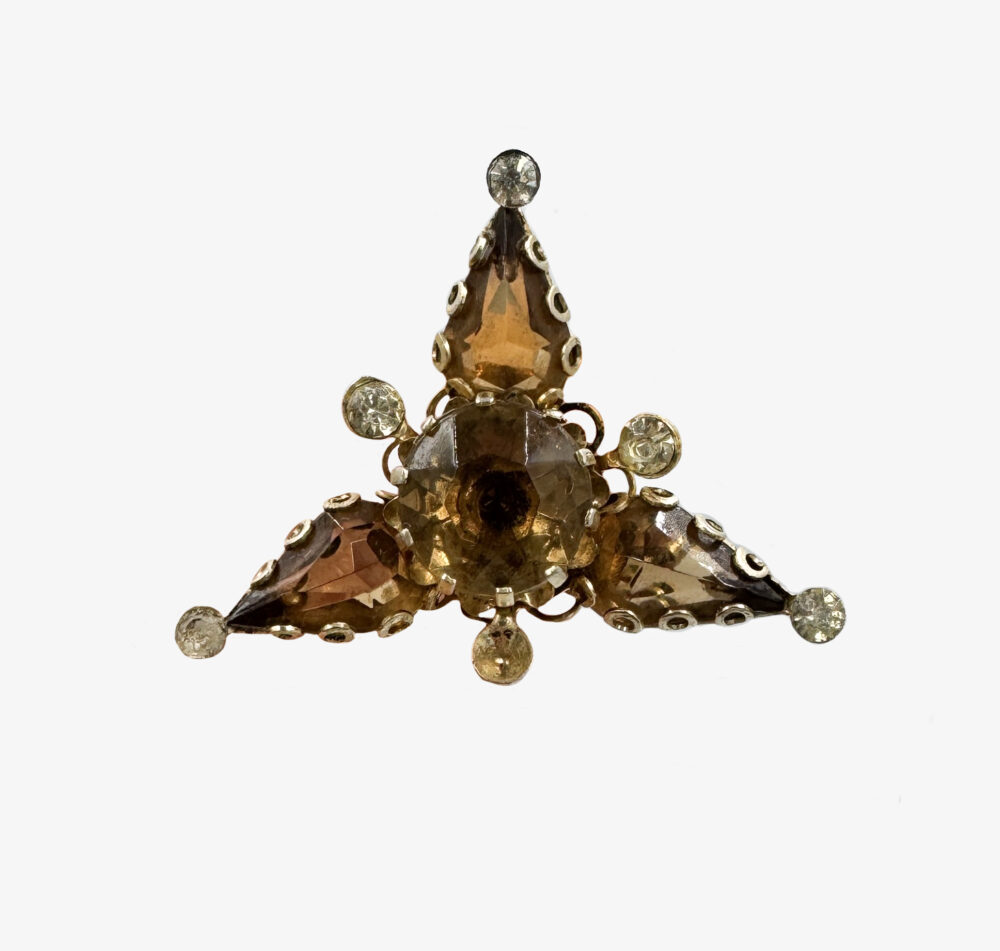 Vintage brooch with brown crystals