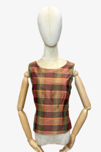 Vintage silk checkered top