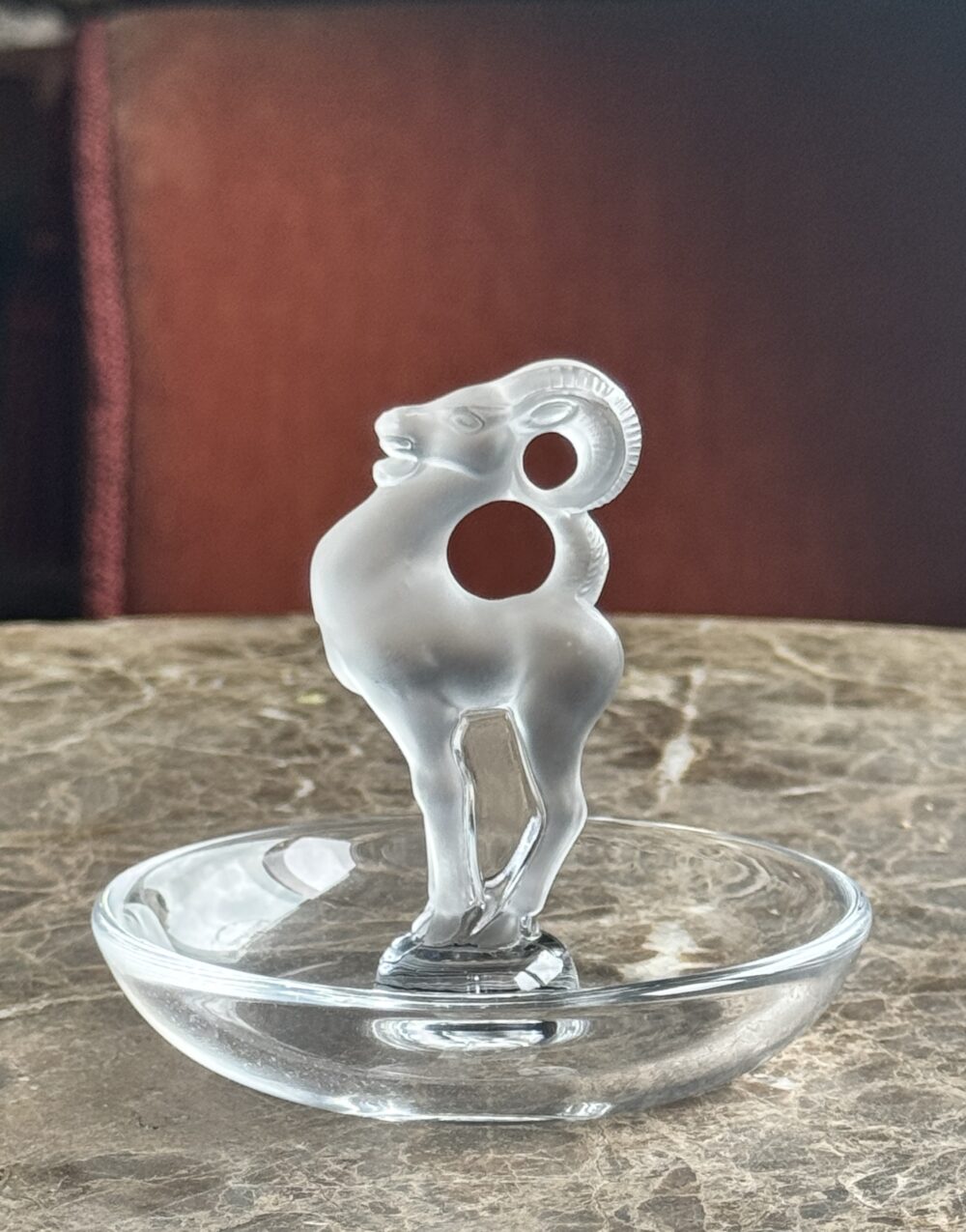 Lalique ram frosted ring holder