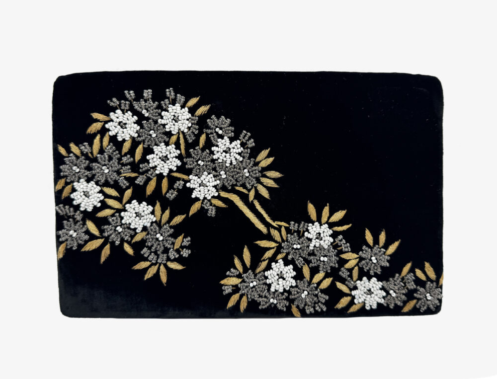 Vintage velvet hand beaded clutch