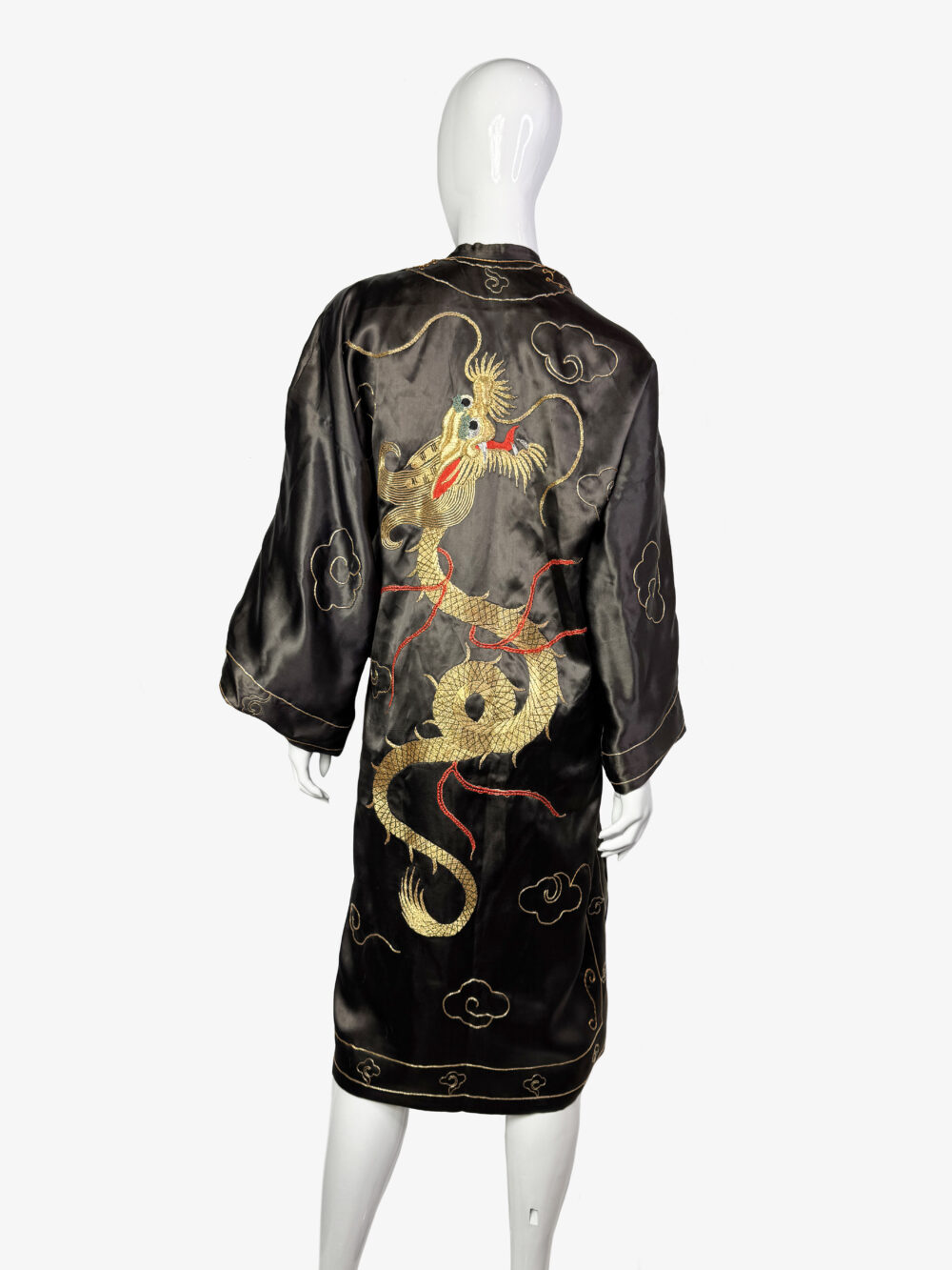 Vintage сhinese silk dragon embroidered robe