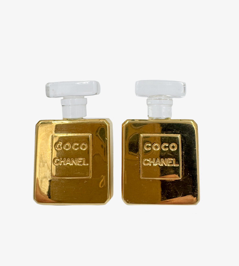 Vintage Chanel  Perfume Bottle gold plated clip-on earrings